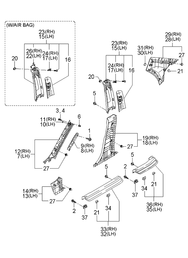 2003 Kia Spectra Sedan New Body Style Interior Side Trim