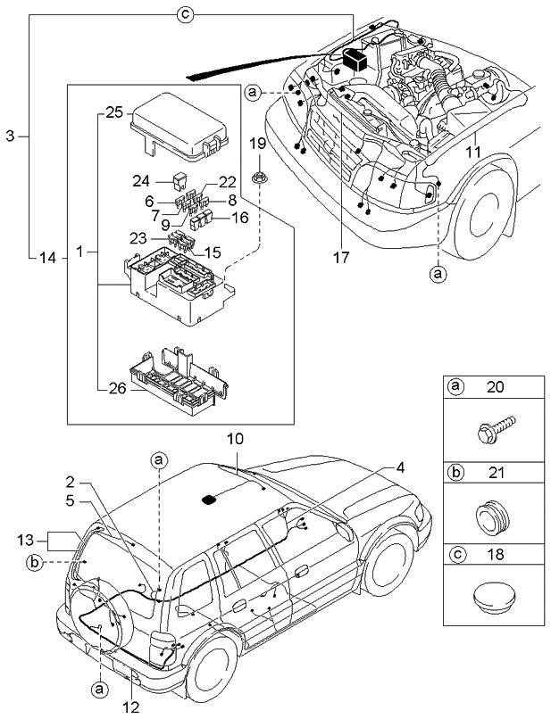 0K07B67240C - Genuine Kia WIRING ASSEMBLY-BACK DOOR