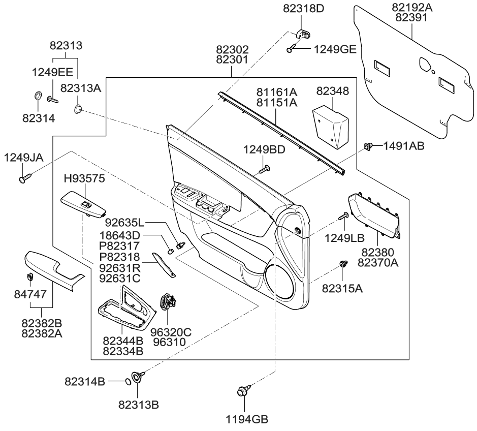 827102F000VA Genuine Kia COVER ASSEMBLYFRONT DOOR A/R