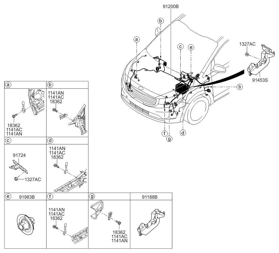 91223A9210 - Genuine Kia WIRING ASSEMBLY-FRONT