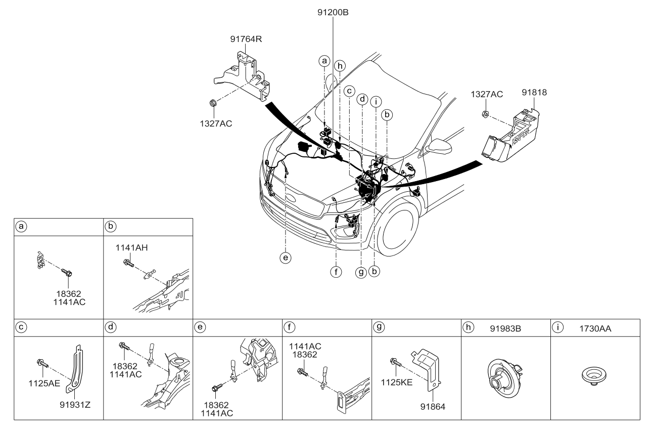 91201C6100 Genuine Kia WIRING ASSEMBLYFRONT