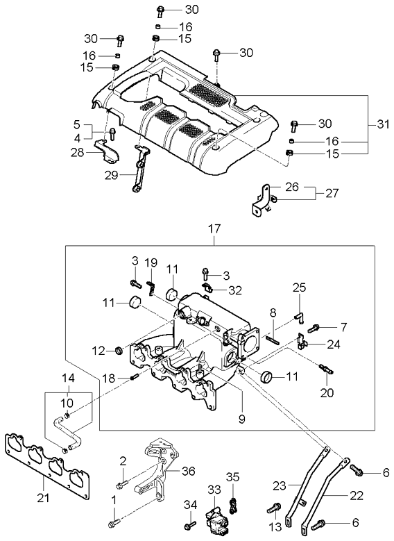 Genuine Kia Engine Cover Assembly