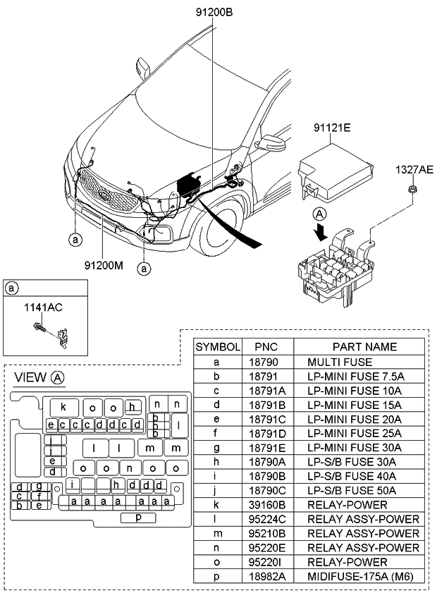 912051U040 Genuine Kia Wiring Assembly-Front