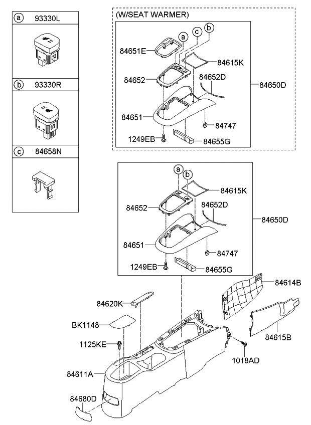 846502KBH0FSA Genuine Kia Cover Assembly Console U