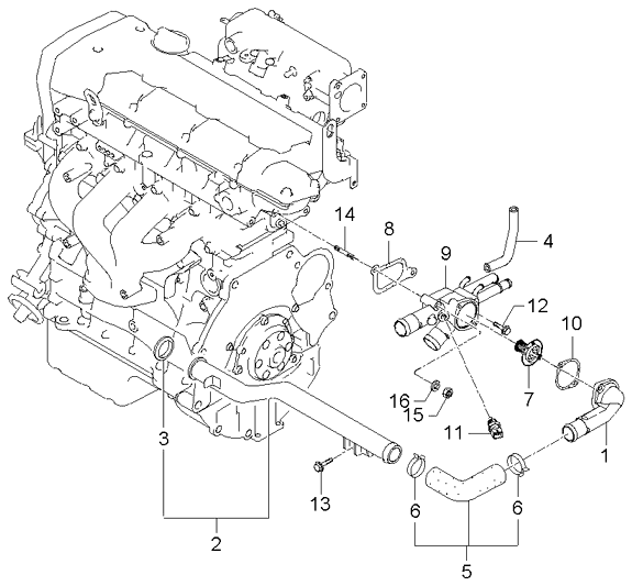 2548023000 - Genuine Kia HOSE-WATER INLET