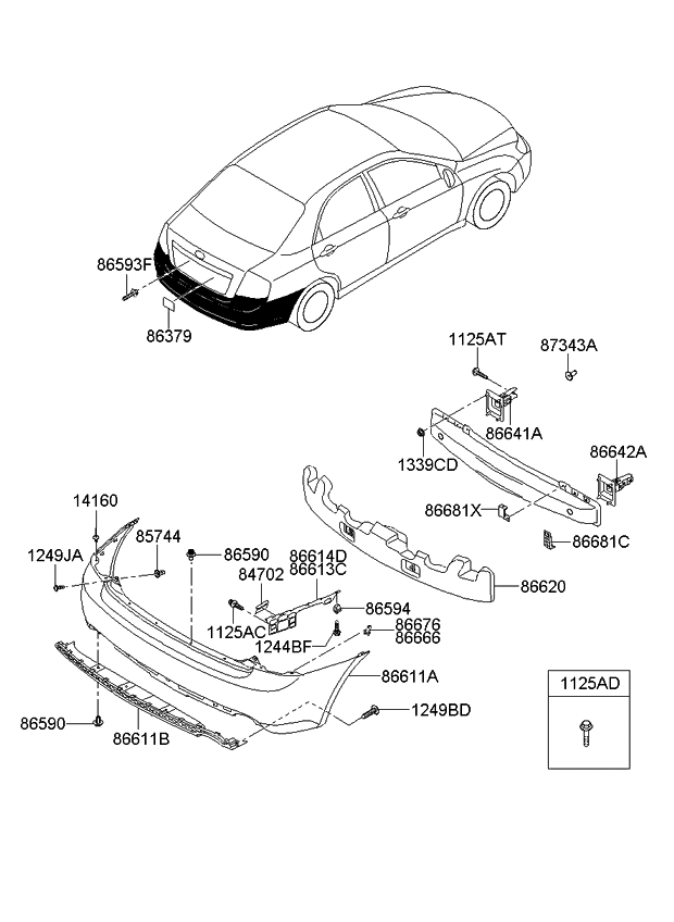 866141L000 Genuine Kia Bracket Assembly-Rear Bumper