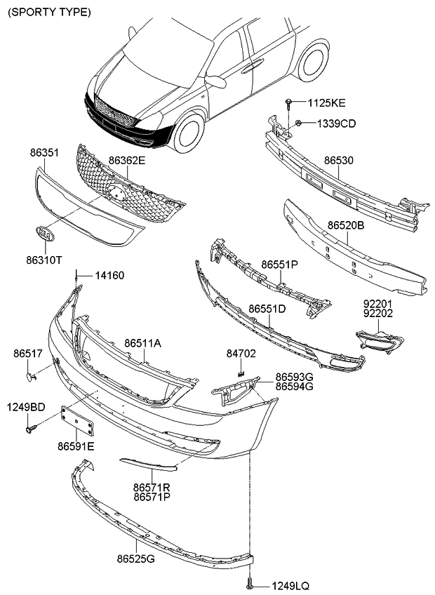 865824D550 - Genuine Kia MOULDING-FRONT BUMPER R