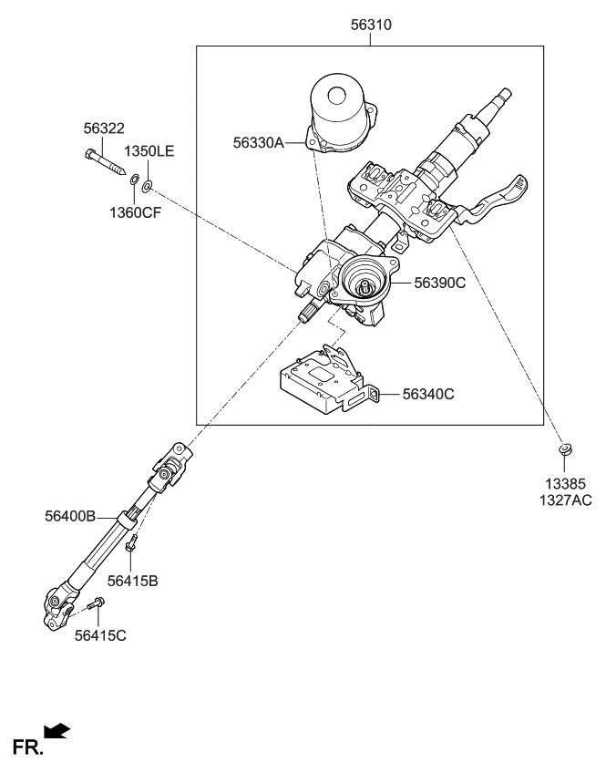 563901W200 Genuine Kia Column & Housing Ass