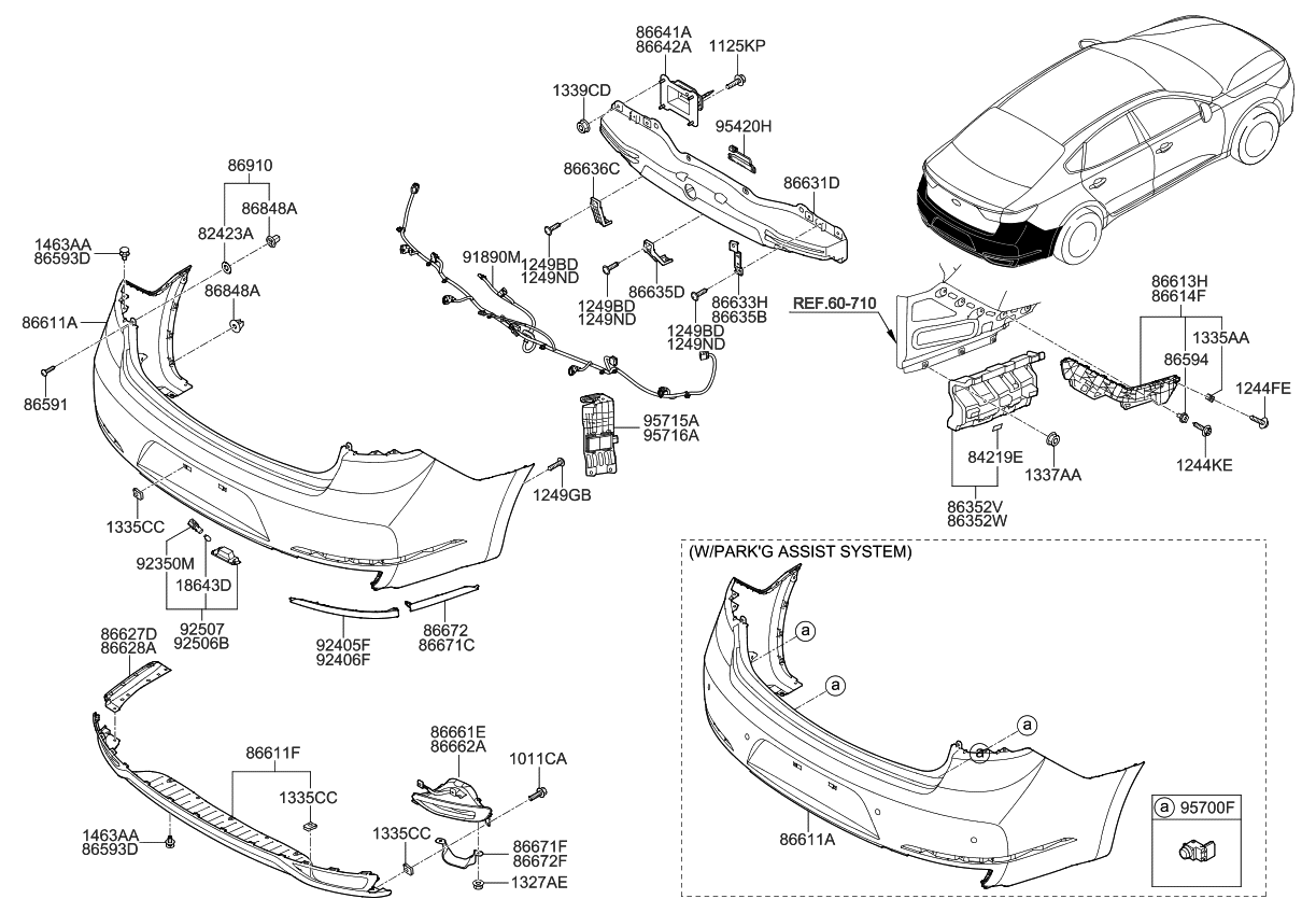 95811F6100 Genuine Kia Unit Assembly-Bsd,LH