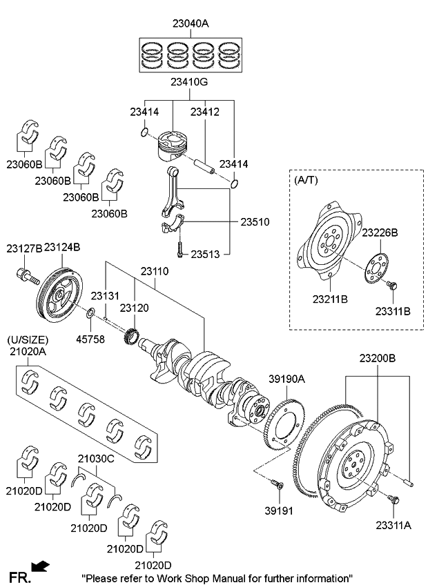 230412BAA0 Genuine Kia Piston & Pin Assembly