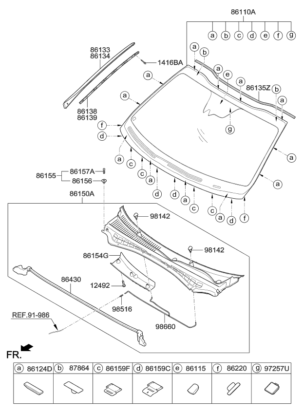 86110D5120 Genuine Kia GLASS ASSEMBLYWINDSHIELD