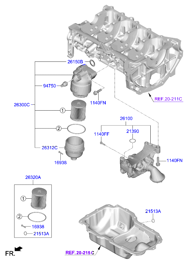 213502B703 - Genuine Kia COVER ASSEMBLY-TIMING CHAIN