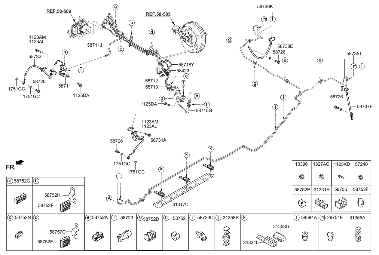 58752D3000 Genuine Kia Clip-Brake Fluid Line