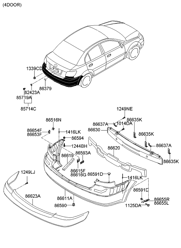 866541G800 Genuine Kia Bracket-Rear Bumper Side