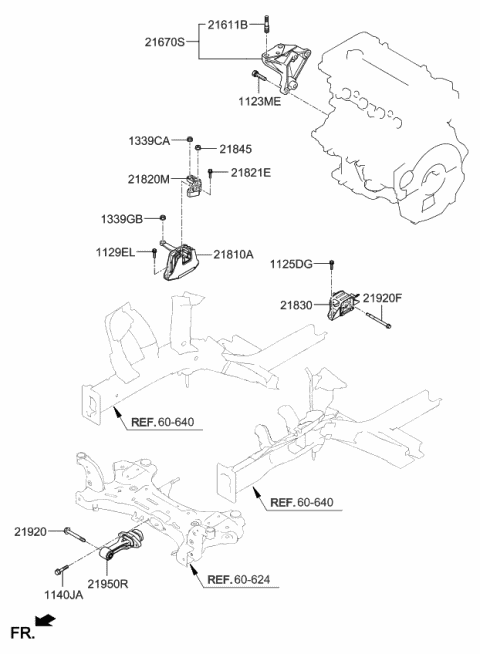 21810M6000 Genuine Kia Engine Mounting Bracket Assembly