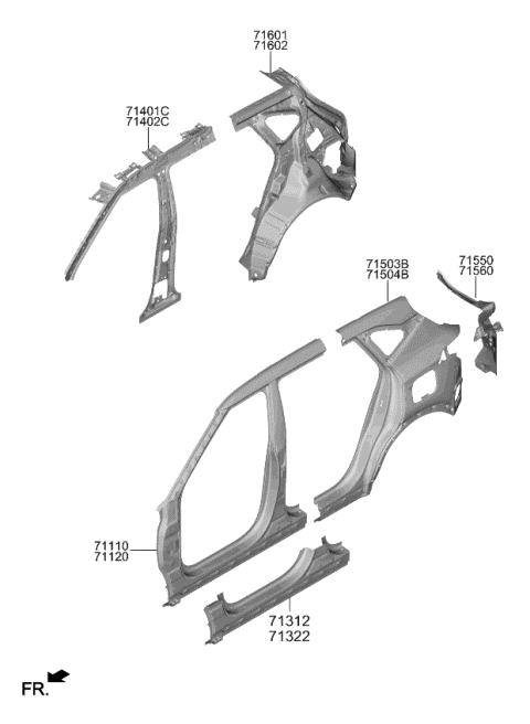 71120Q5A00 Genuine Kia Panel Assembly-Pillar Ou