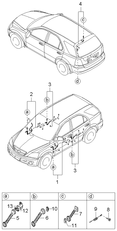 Trunk Lid Wiring - 2006 Kia Sorento Old Body Style