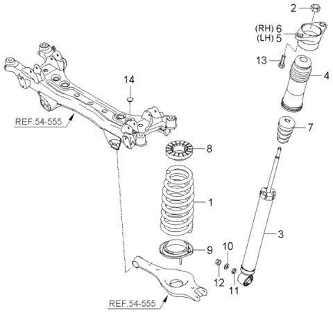 Rear Shock Absorber & Spring - 2006 Kia Amanti New Body Style (Produced ...