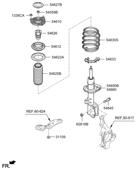 54661A9910 Genuine Kia Front Strut Assembly Kit, Right