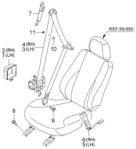 Belt-Front Seat - 2006 Kia Sportage Produced Before SEP.2006