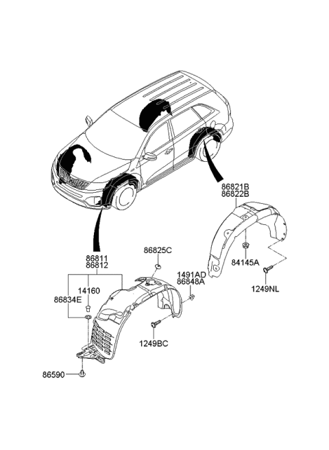 868401U650 Genuine Kia Guard Assembly-Rear Wheel