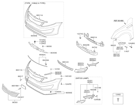 865902T000 Genuine Kia Lip Assembly-Front Bumper