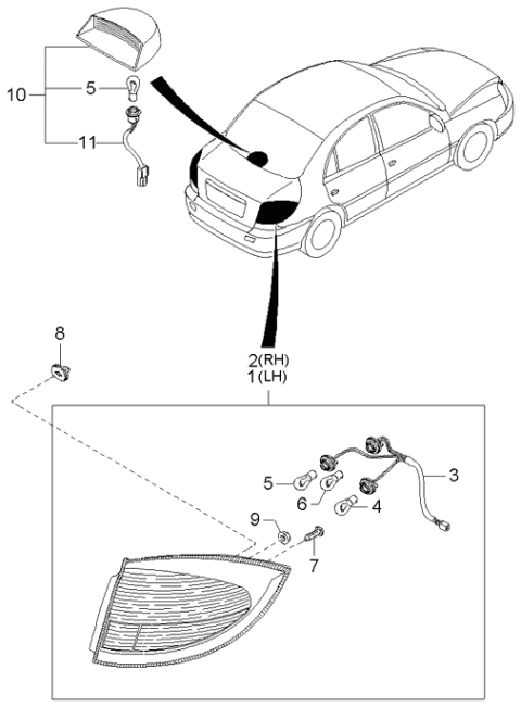Rear Combination Lamp - 2003 Kia Rio