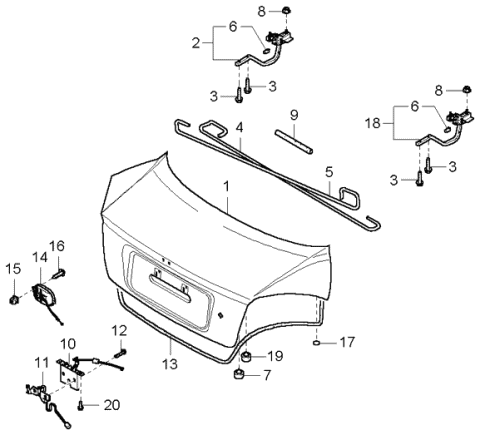 0K30A52710 Genuine Kia Hinge Assembly-Trunk Lid