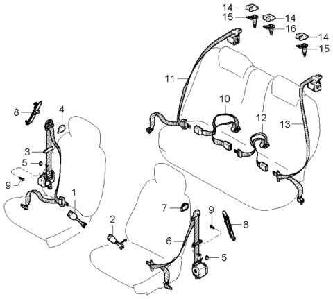 Seat Belts - 2004 Kia Rio