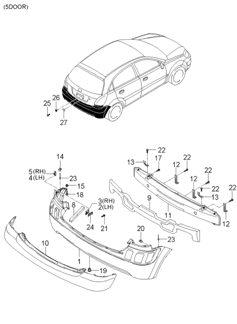 Rear Bumper - 2005 Kia Rio New Body Style