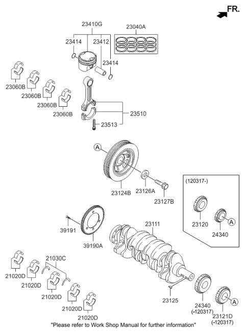 234102G601 Genuine Kia Piston & Pin & Snap