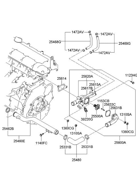 256202B003 Genuine Kia Housing Assembly-Thermostat