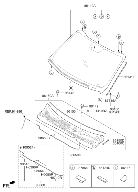 861103W220 Genuine Kia Windshield Glass Assembly