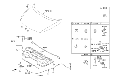 811903W100 Genuine Kia Cable Assembly-Hood Latch