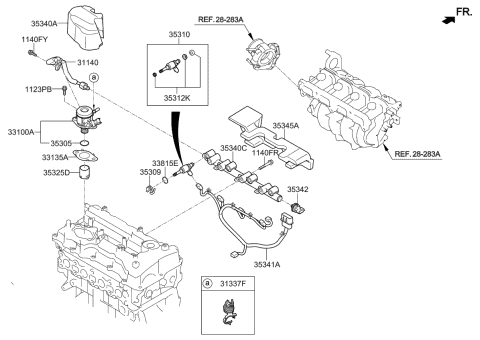 3530904AA0 Genuine Kia Clip-Fuel Injector