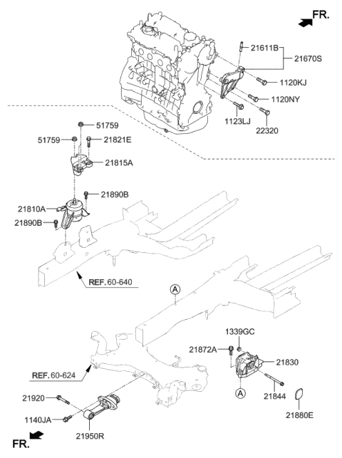 216702B210 Genuine Kia Engine Support Bracket Assembly