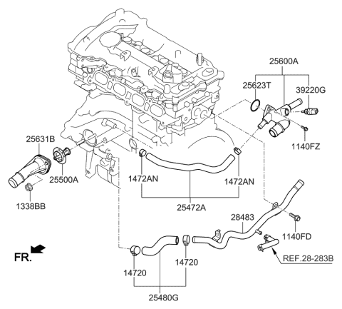 256202B700 Genuine Kia Housing Assembly-Thermostat