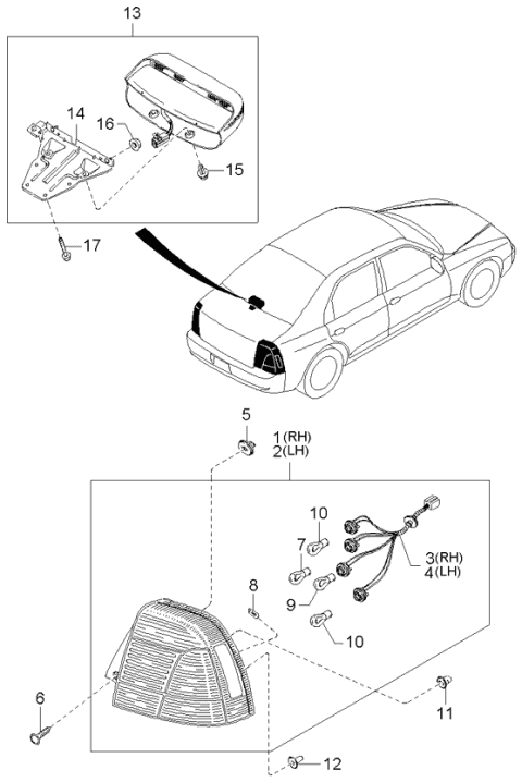 2004 Kia Spectra Parts Light