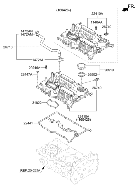 224412GGA0 Genuine Kia Gasket-Rocker Cover