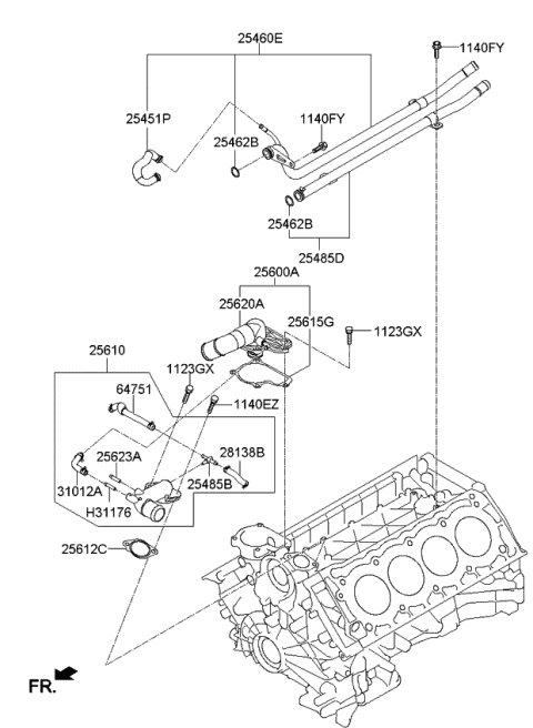 Coolant Pipe & Hose - 2015 Kia K900