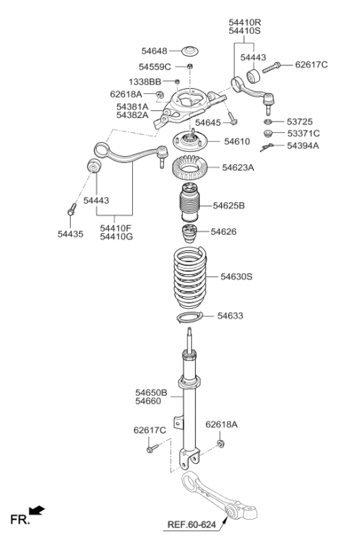 546113T850 Genuine Kia Front Strut Assembly Kit, Left