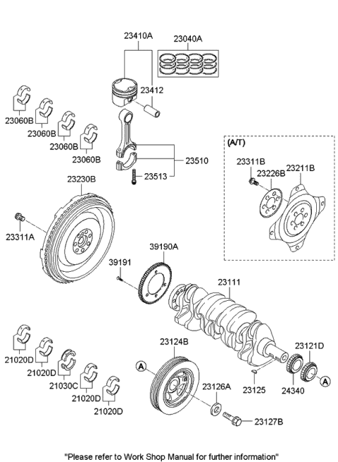 2341025201 Genuine Kia Piston & Pin Assembly