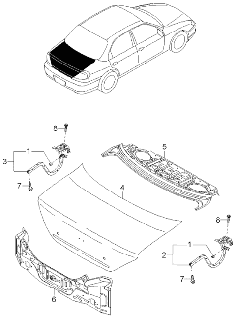 Back Panel - 2003 Kia Spectra Sedan (Old Body Style)