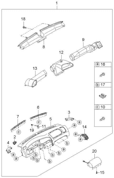 0K2N164160 Genuine Kia Duct Assembly-Center