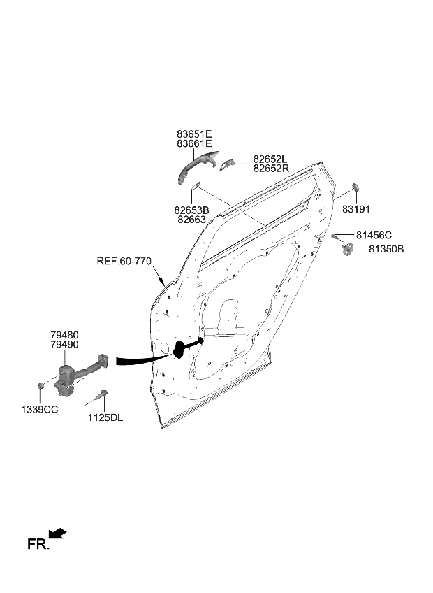 Kia 83661DW000 HANDLE-REAR DOOR OUT