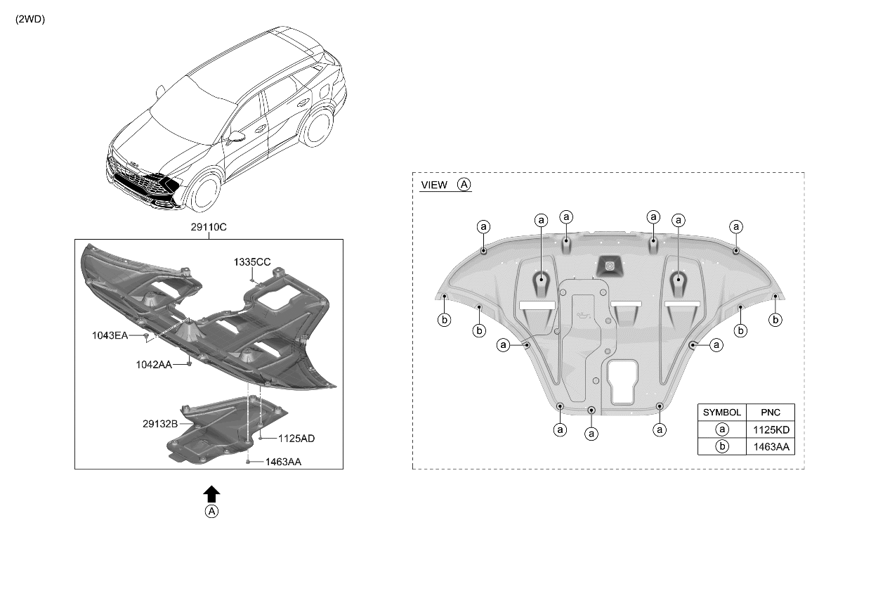 Kia 29133DW000 PANEL-UNDER COVER DR