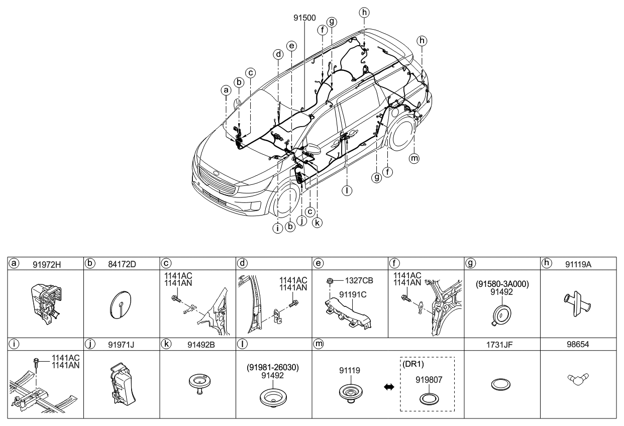 Kia 91564A9072 Wiring Assembly-Floor