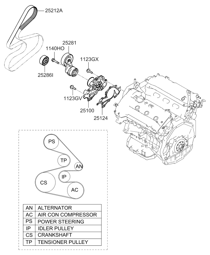 Kia 252813E010 Tensioner Assembly