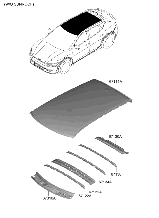 Kia 67162CV000 RAIL-ROOF CTR NO3