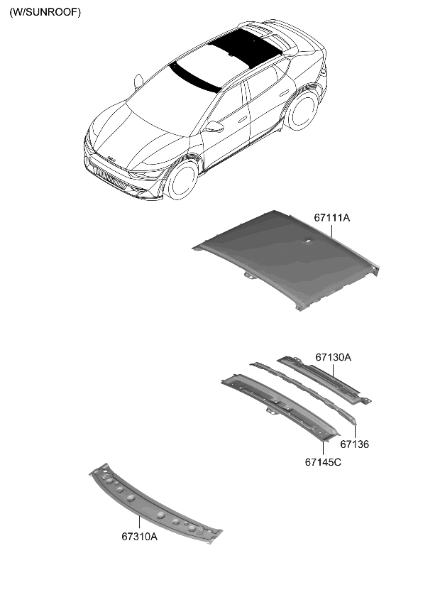 Kia 67155CV050 RAIL-PANORAMAROOF RE